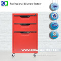 Colorful red china vintage small movable metal file cabinet